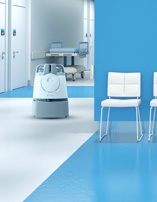 Whiz Commercial Robot Vacuum Cleans Hospital Carpet