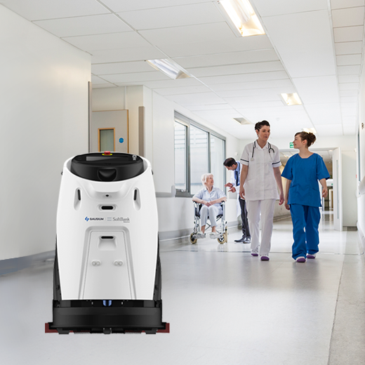 cleaning-robot-in-healthcare-hallway